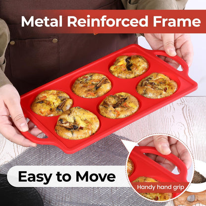 Silicone Muffin Top Pan & Metal Frame Round Egg Baking Pan V1258-DP02-C-30