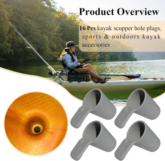 8 Pcs Kayak Scupper Hole Plugs Fits Scupper Holes 1" to 1-3/8", Compatible with Perception Sport Kayak, V1258-DP02-C-3008