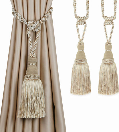 2 Pack Curtain Tiebacks Tassel Drapery Tie-Backs Rope Handmade Holdbacks Home Office Hotel Decorative (Mix V1258-DP02-C-3029
