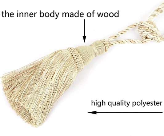 2 Pack Curtain Tiebacks Tassel Drapery Tie-Backs Rope Handmade Holdbacks Home Office Hotel Decorative (Mix V1258-DP02-C-3029