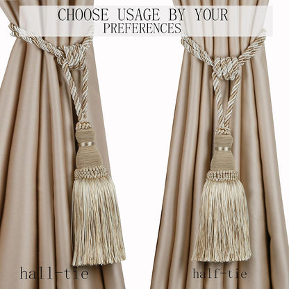 2 Pack Curtain Tiebacks Tassel Drapery Tie-Backs Rope Handmade Holdbacks Home Office Hotel Decorative (Mix V1258-DP02-C-3029