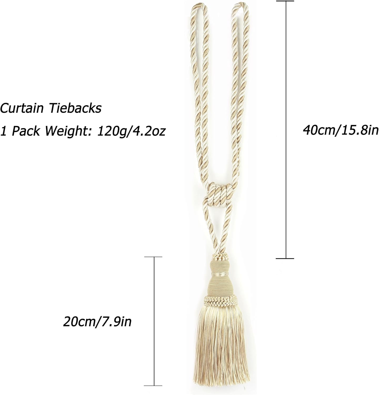 2 Pack Curtain Tiebacks Tassel Drapery Tie-Backs Rope Handmade Holdbacks Home Office Hotel Decorative (Mix V1258-DP02-C-3029