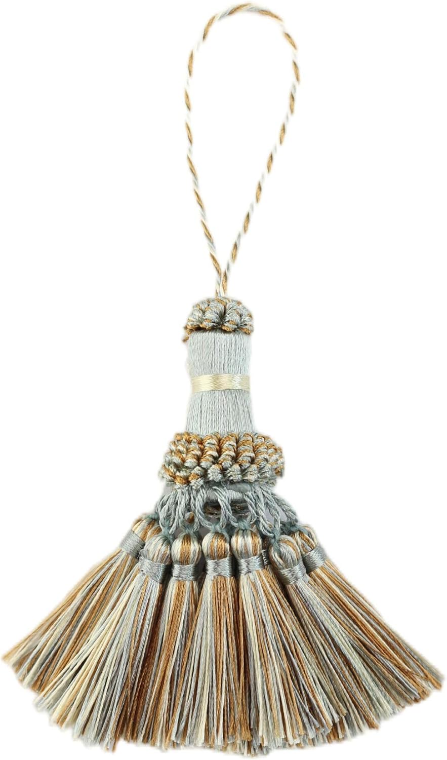 Elegant Polyester Tassel Handmade Colorful Craft Tassels Charms for Key Chain Straps DIY Accessories (Blue, 4 V1258-DP02-C-3030