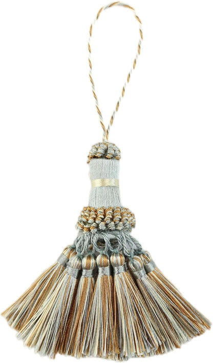 Elegant Polyester Tassel Handmade Colorful Craft Tassels Charms for Key Chain Straps DIY Accessories (Blue, 4 V1258-DP02-C-3030