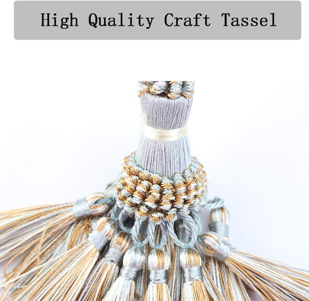 Elegant Polyester Tassel Handmade Colorful Craft Tassels Charms for Key Chain Straps DIY Accessories (Blue, 4 V1258-DP02-C-3030