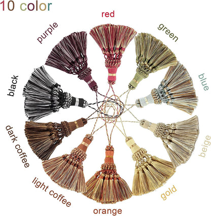 Elegant Polyester Tassel Handmade Colorful Craft Tassels Charms for Key Chain Straps DIY Accessories (Blue, 4 V1258-DP02-C-3030