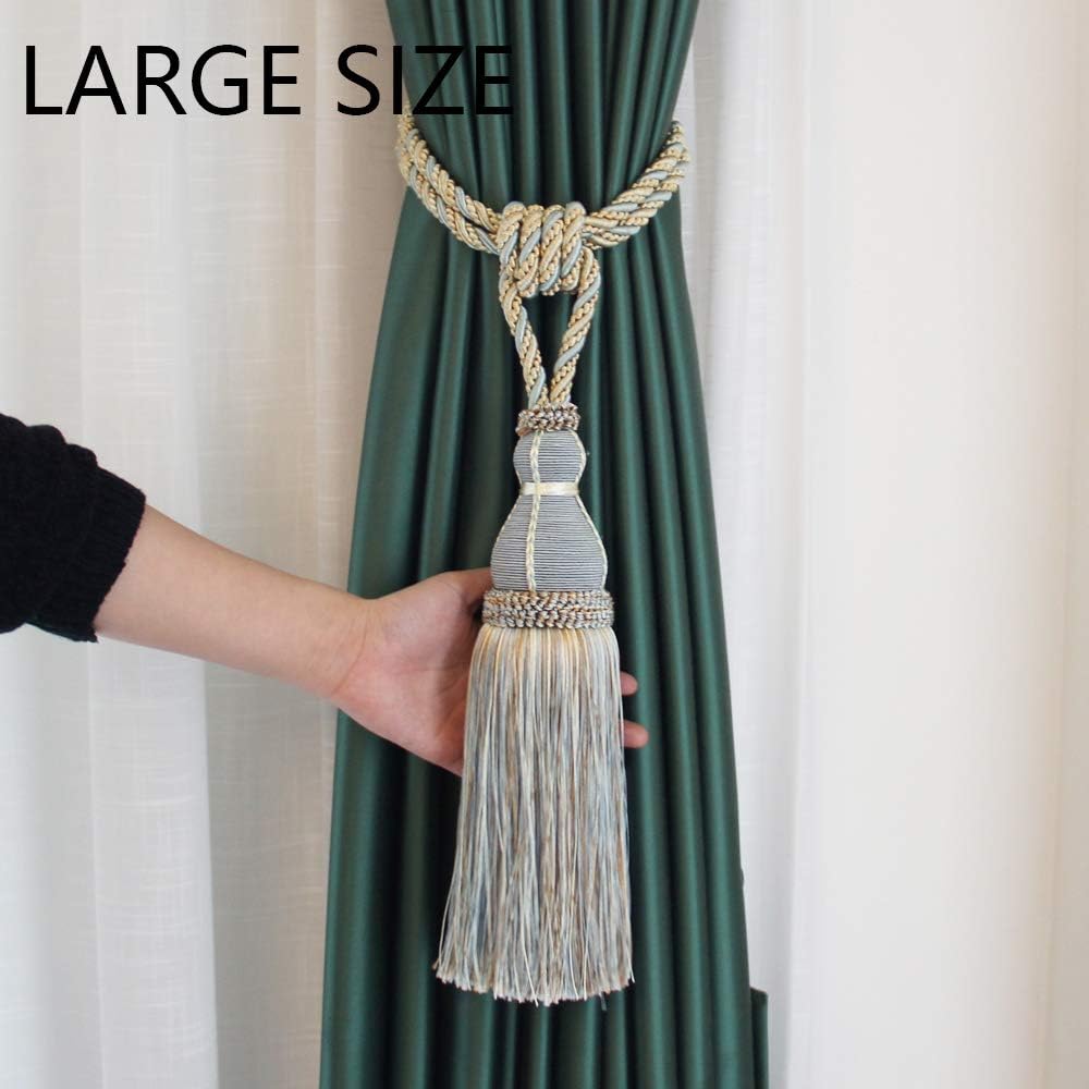 2 Pack Tassel Curtain Tiebacks Holdback Large Handmade Drapery Tie-Backs Rope Home Office Hotel Elegant V1258-DP02-C-3031