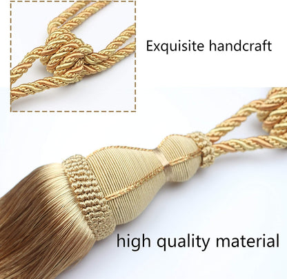 2 Pack Tassel Curtain Tiebacks Holdback Large Handmade Drapery Tie-Backs Rope Home Office Hotel Elegant V1258-DP02-C-3031