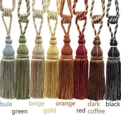 2 Pack Tassel Curtain Tiebacks Holdback Large Handmade Drapery Tie-Backs Rope Home Office Hotel Elegant V1258-DP02-C-3031