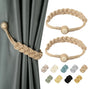 Jute Curtain Tiebacks Magnetic Woven Curtain Holdback Drapery Tie-Back (Jute-2Pack) V1258-DP02-C-3032