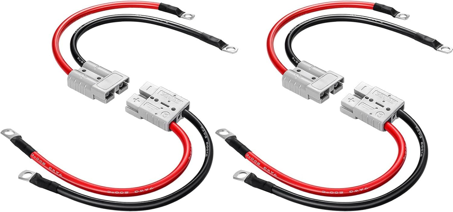 4 Pcs Battery Quick Connector with Copper Ring Compatible with Anderson 50A Winch Power Cable for Lifepo4 V1258-DP02-C-3036