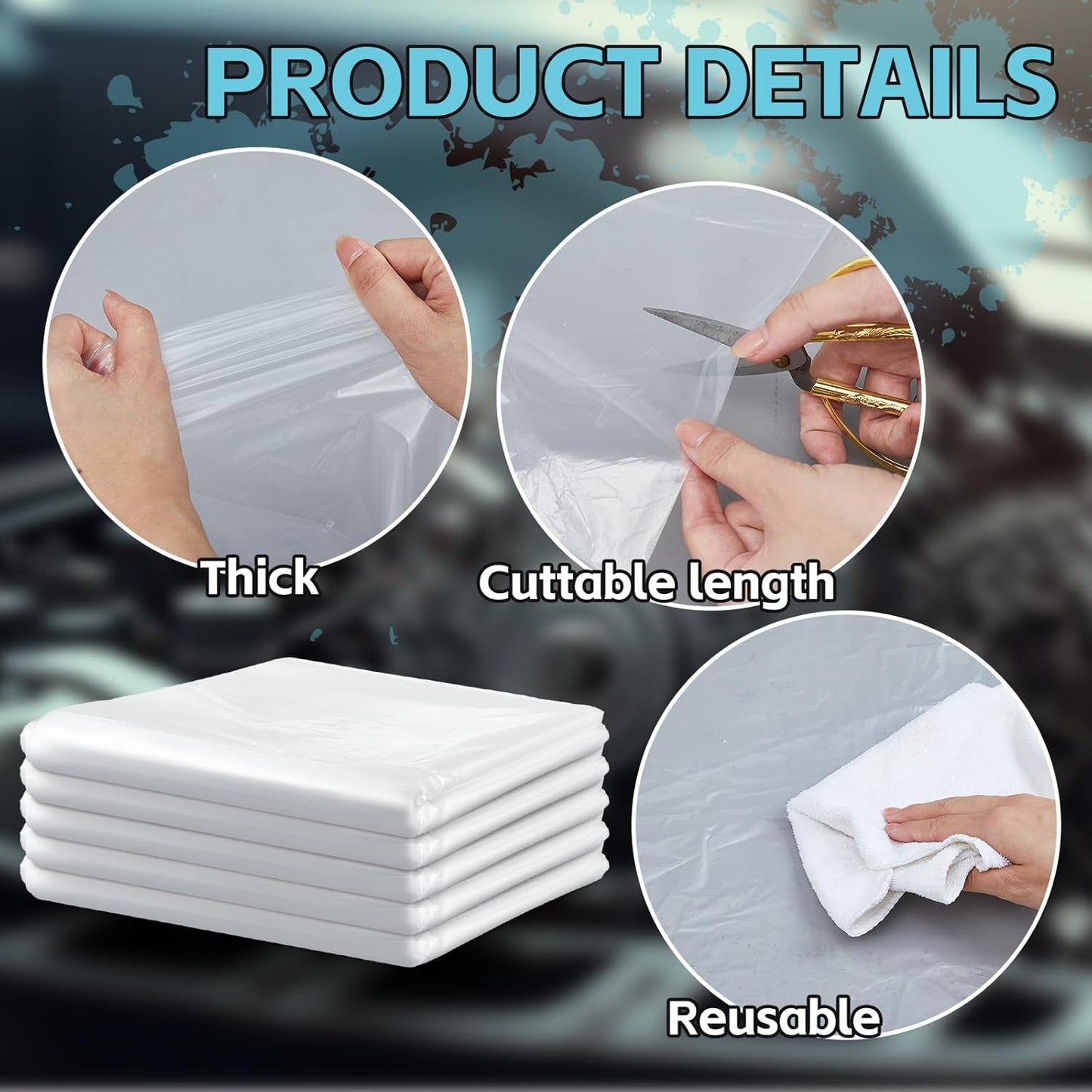 10 Pcs Engine Storage Bags Bulk Plastic Clear Engine Bag Covers Waterproof for Engine Protection, 39.4 x 47.2 V1258-DP02-C-3037
