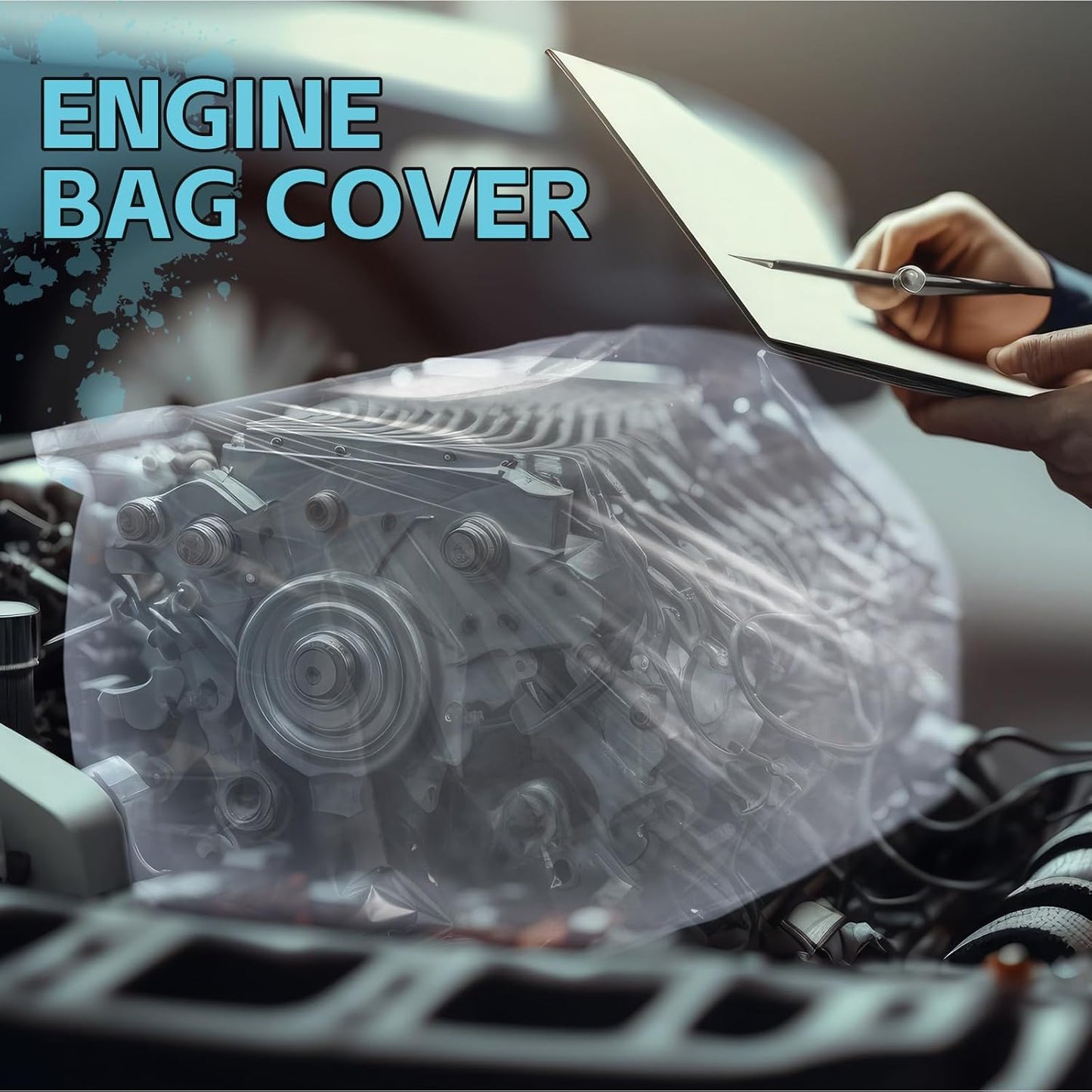 10 Pcs Engine Storage Bags Bulk Plastic Clear Engine Bag Covers Waterproof for Engine Protection, 39.4 x 47.2 V1258-DP02-C-3037