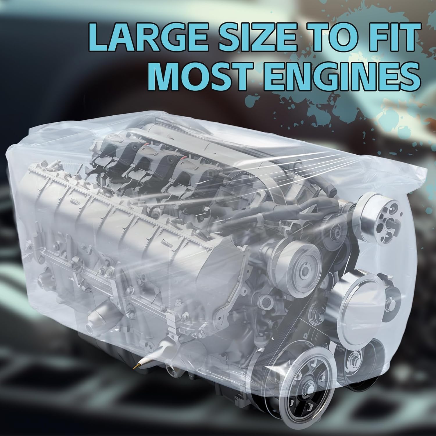 10 Pcs Engine Storage Bags Bulk Plastic Clear Engine Bag Covers Waterproof for Engine Protection, 39.4 x 47.2 V1258-DP02-C-3037