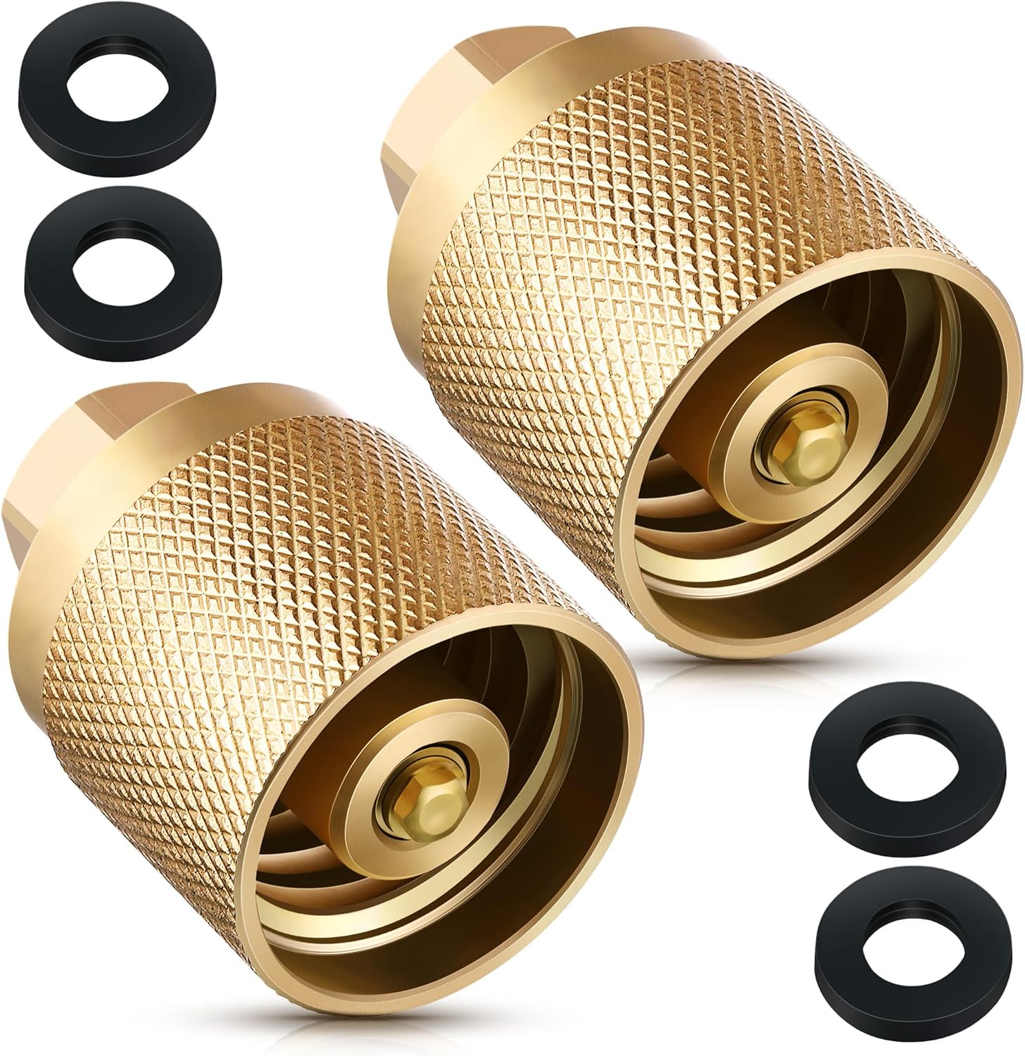 2 Pack Forklift Connector Female, Replacement for 7141F Propane Tank Connector, 1-1/4" Female Inlet x 1/4" V1258-DP02-C-3041