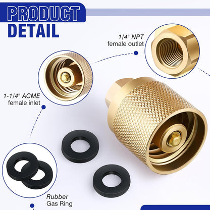 2 Pack Forklift Connector Female, Replacement for 7141F Propane Tank Connector, 1-1/4" Female Inlet x 1/4" V1258-DP02-C-3041