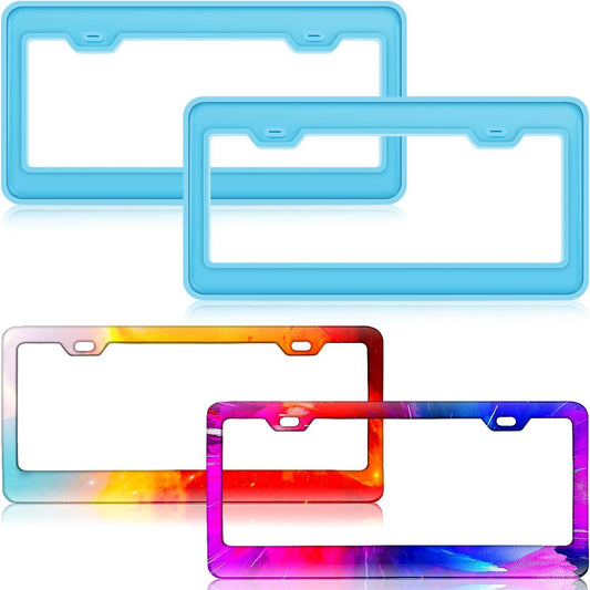 2 Pieces License Plate Frame Silicone Moulds Car Plate Resin Epoxy License Cover Mould for DIY Casting V1258-DP02-C-305