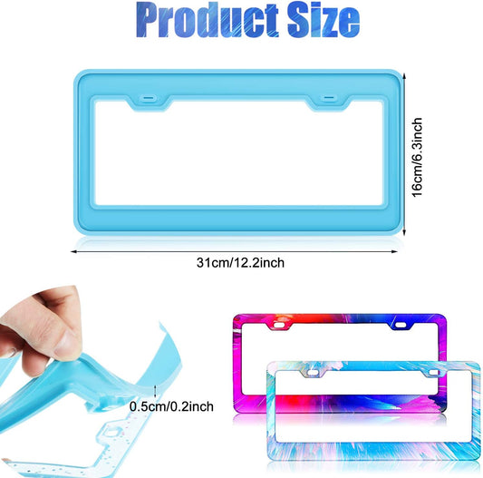 2 Pieces License Plate Frame Silicone Moulds Car Plate Resin Epoxy License Cover Mould for DIY Casting V1258-DP02-C-305