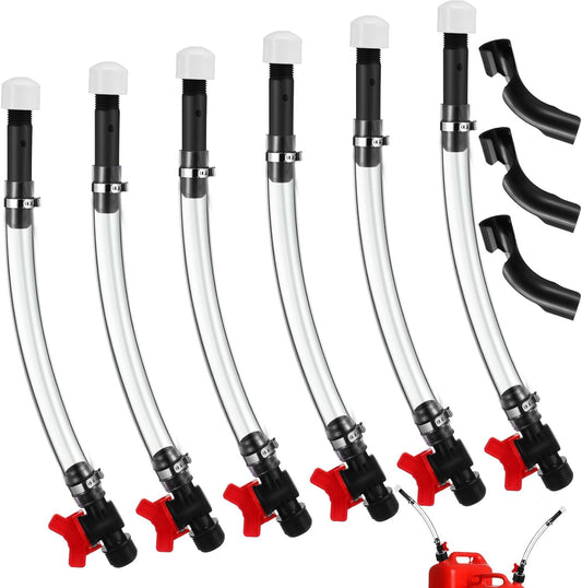 6 Pack Racing Fuel Filler Jug Hose 14 Inch Transparent Gas Can Hose with 3 Pack Bender Clear Fuel Filler for V1258-DP02-C-3066
