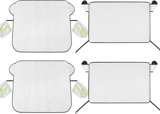 4 Pcs Car Windshield Sun Shade Set - UV Block Heat Reflect Front & Rear Sun Protection with Magnetic Edges V1258-DP02-C-3067