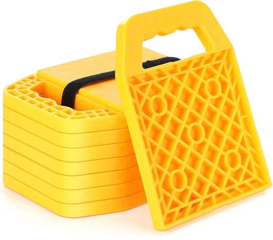 8 Pieces RV Stabilizing Jack Pads Camper Jack Pads RV Leveling Blocks with Handle Camper Stabilizer Blocks V1258-DP02-C-3069