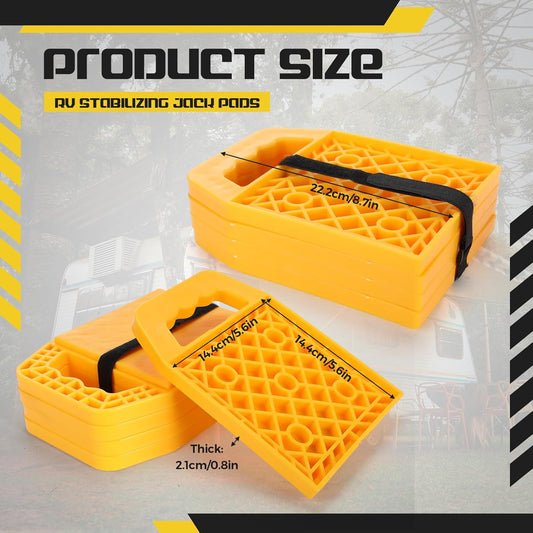 8 Pieces RV Stabilizing Jack Pads Camper Jack Pads RV Leveling Blocks with Handle Camper Stabilizer Blocks V1258-DP02-C-3069