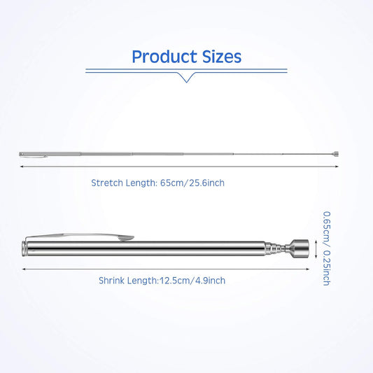 12 Pieces Telescoping Magnet Pickup Tools in 2 Lb Magnetic Stick Gadget with Pocket Clip Magnet Tool to V1258-DP02-C-307