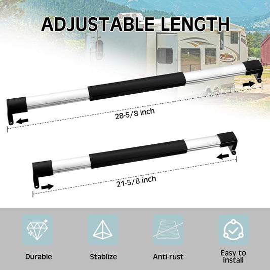 2 Pcs RV Screen Door Handle Cross Bar, Adjustable Camper Door Grab Bar 21-5/8 to 28-5/8 with Non Slip Grip V1258-DP02-C-3070