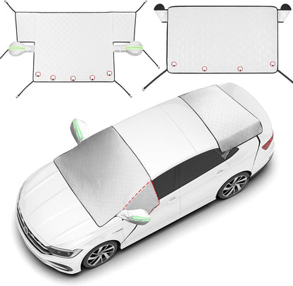 2 Piece Car Windshield Sunshade Set, Front & Rear Window Sun Shade with Magnetic Edges and Side Mirror V1258-DP02-C-3076
