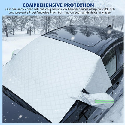 2 Piece Car Windshield Sunshade Set, Front & Rear Window Sun Shade with Magnetic Edges and Side Mirror V1258-DP02-C-3076