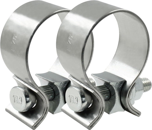 1.75 inch Exhaust Clamp 1 3/4" Stainless Steel Narrow Band Muffler Clamp, 2Pcs V1258-DP02-C-3084