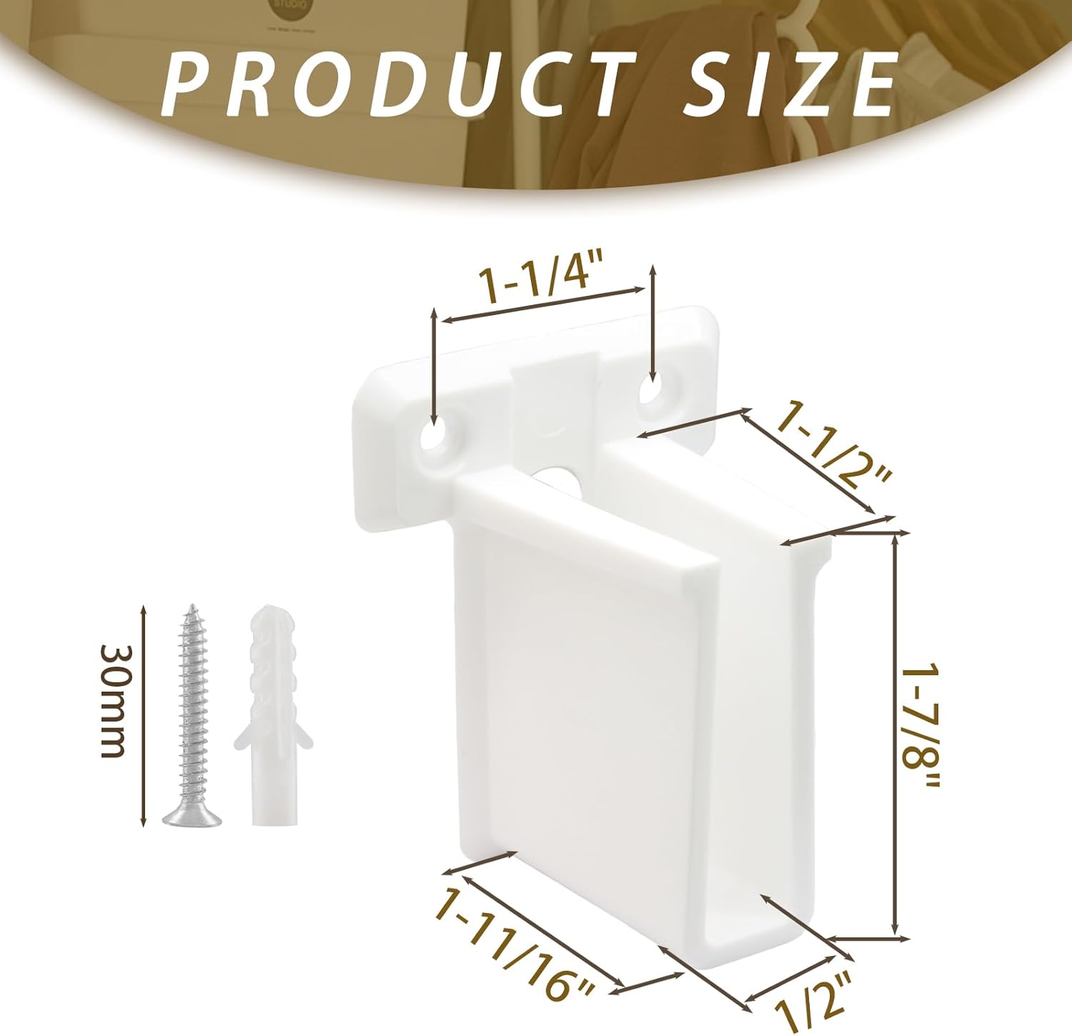 8 Pcs Wire Shelf End Brackets: Closet Maid Support, Wall Mount, White, Polyvinyl Chloride V1258-DP02-C-3088