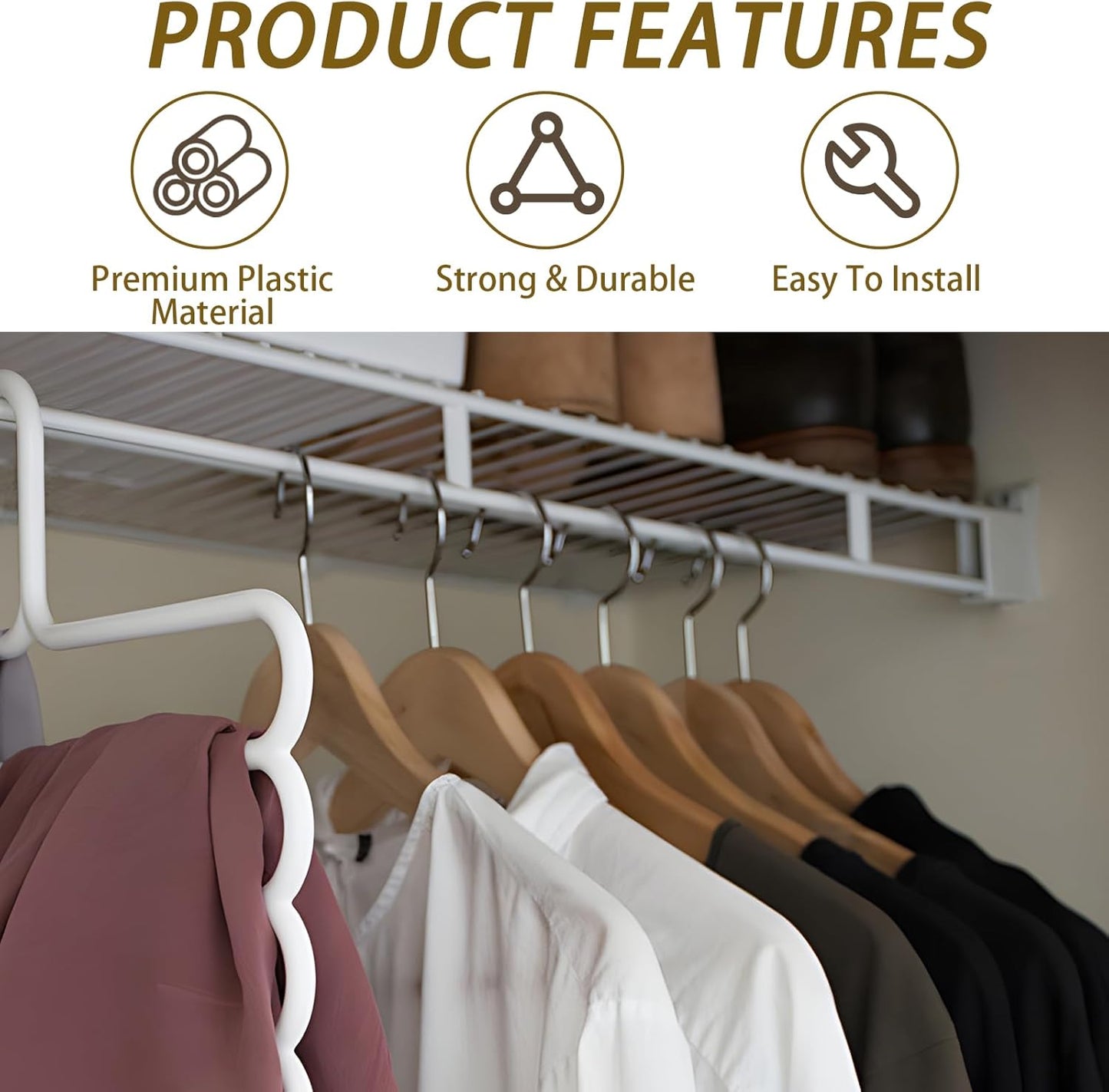 8 Pcs Wire Shelf End Brackets: Closet Maid Support, Wall Mount, White, Polyvinyl Chloride V1258-DP02-C-3088