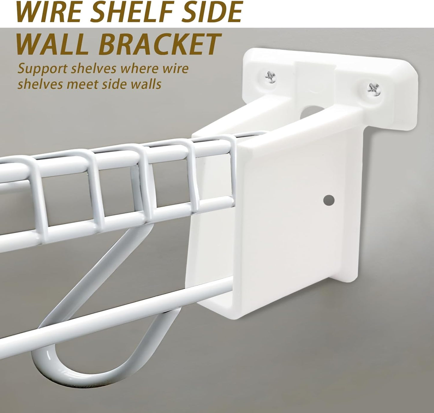 8 Pcs Wire Shelf End Brackets: Closet Maid Support, Wall Mount, White, Polyvinyl Chloride V1258-DP02-C-3088