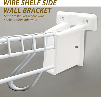 8 Pcs Wire Shelf End Brackets: Closet Maid Support, Wall Mount, White, Polyvinyl Chloride V1258-DP02-C-3088