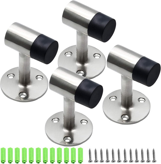 3 Inch / 75mm Heavy Duty Floor Stop, Door Stopper Stainless Steel Brushed Nickel - Pack of 4 V1258-DP02-C-3090