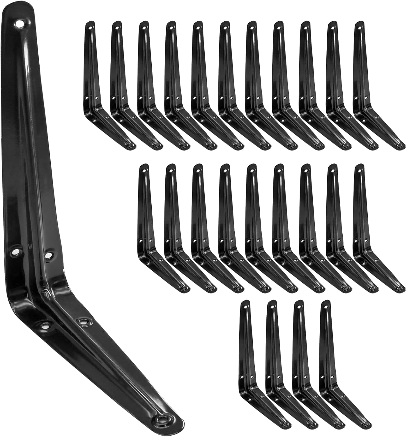 24 Pack Shelf Brackets 8 x 6 Inch, Heavy Duty Black Metal Floating Shelf Bracket, L Bracket Corner Brace V1258-DP02-C-3091