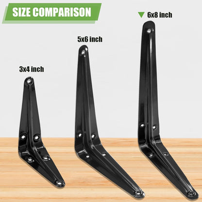 24 Pack Shelf Brackets 8 x 6 Inch, Heavy Duty Black Metal Floating Shelf Bracket, L Bracket Corner Brace V1258-DP02-C-3091