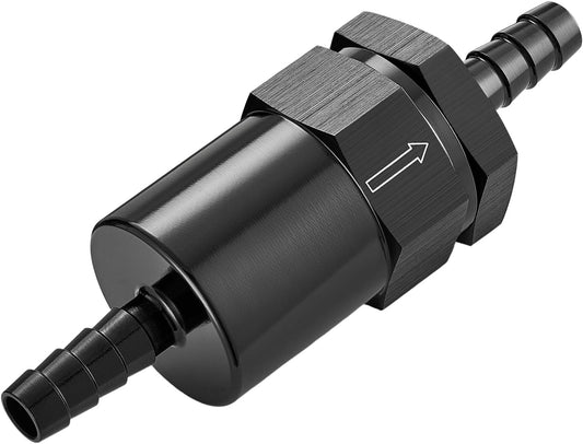 3/8" Barb Billet Inline Fuel Filter 30 Micron Aluminum Black for Car EFI & Carb Fuel Systems, Motorcycle and V1258-DP02-C-3103