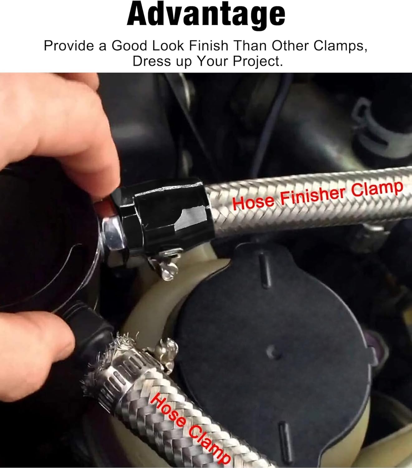 6AN Hose Finisher Clamp Aluminium Black for Stainless Braided Hoses,Rubber Hoses End Finisher V1258-DP02-C-3108