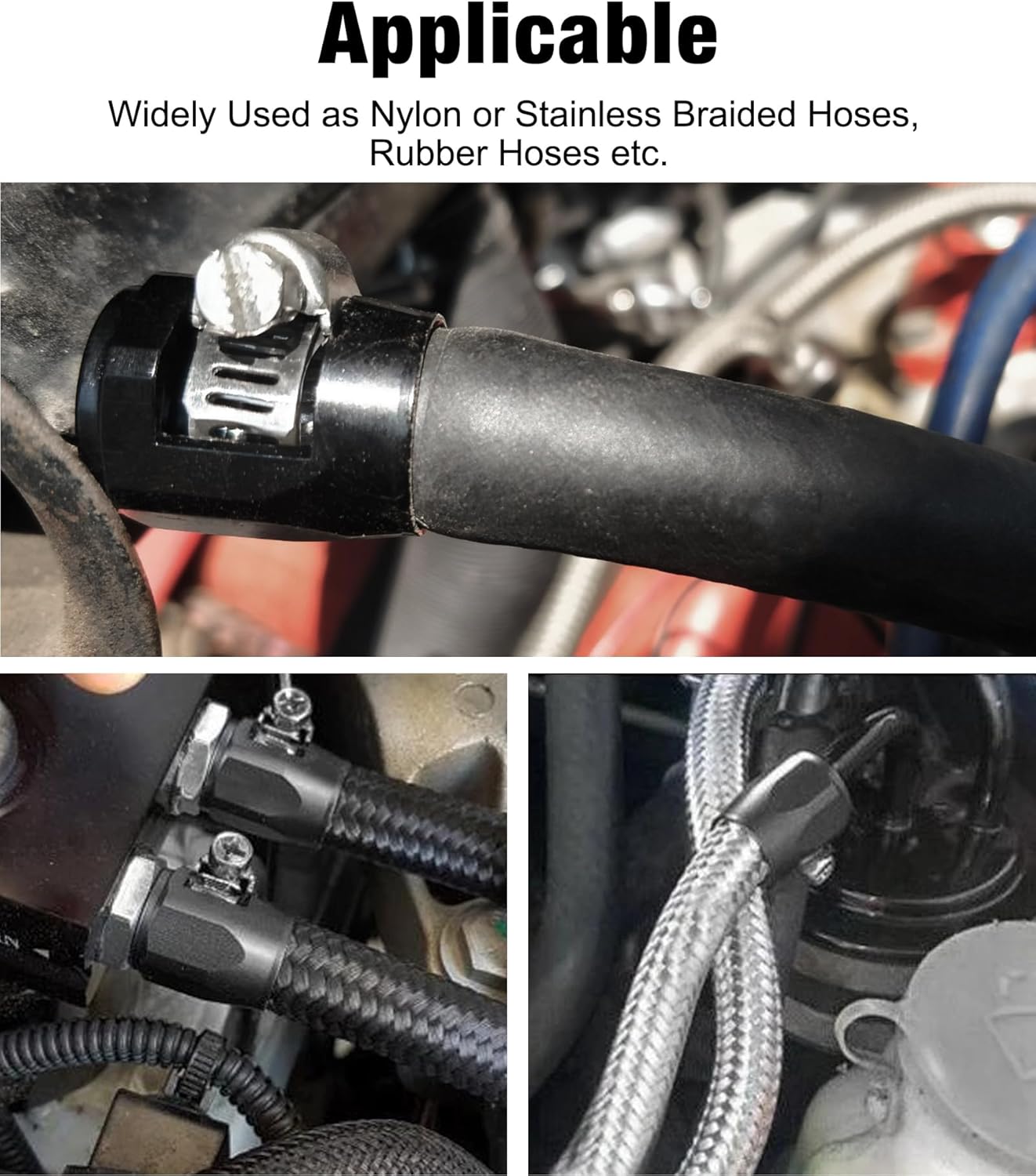 6AN Hose Finisher Clamp Aluminium Black for Stainless Braided Hoses,Rubber Hoses End Finisher V1258-DP02-C-3108