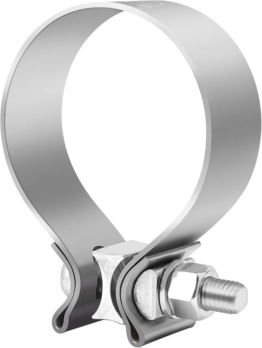 2.5 Inch Exhaust Clamp, 2 1/2" Narrow Band Muffler Clamp Stainless Steel for Pipes, Mufflers, Catalytic V1258-DP02-C-3109