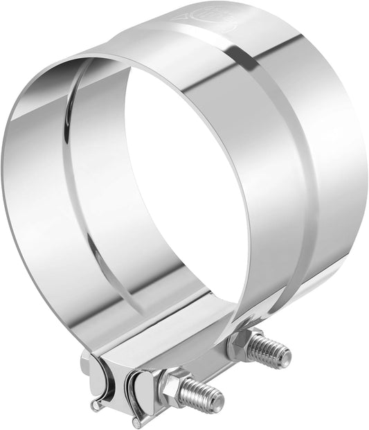 4.0'' Exhaust Clamp, Lap Joint Band Clamp Stainless Steel for Pipes, Mufflers, Catalytic Converters (1PCS, V1258-DP02-C-3112
