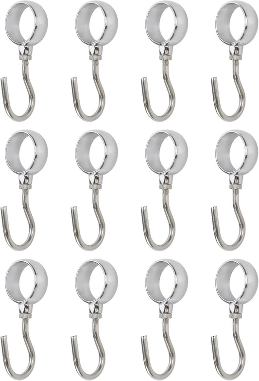Wardrobe Closet Hook Stainless Steel Hanging Tube Rod Hook Fit for 25mm Rod -Pack of 12 V1258-DP02-C-3127