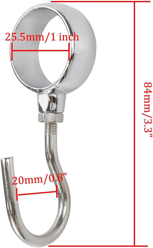 Wardrobe Closet Hook Stainless Steel Hanging Tube Rod Hook Fit for 25mm Rod -Pack of 12 V1258-DP02-C-3127