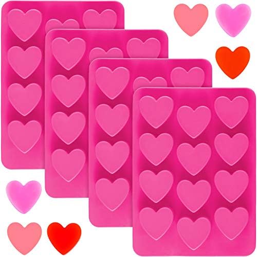 4 Pieces Heart Shaped Silicone Molds Valentine's Day Candy Mould Love Chocolate Molds for Valentine Heart V1258-DP02-C-314