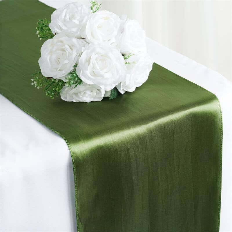 Efavormart 10 PCS 12"x108" Olive Green Satin Table Runner V1258-DP02-C-3141