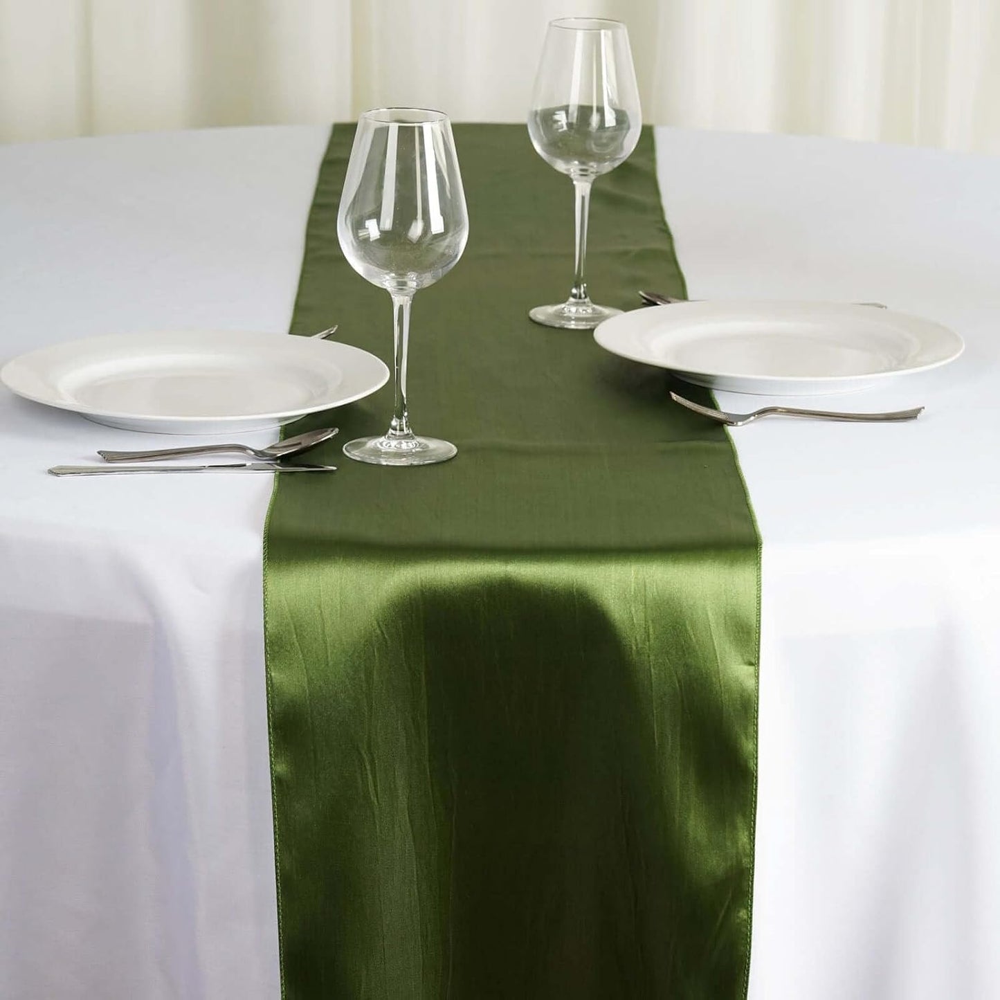 Efavormart 10 PCS 12"x108" Olive Green Satin Table Runner V1258-DP02-C-3141