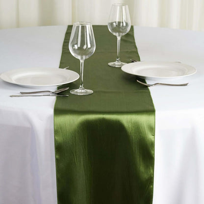 Efavormart 10 PCS 12"x108" Olive Green Satin Table Runner V1258-DP02-C-3141