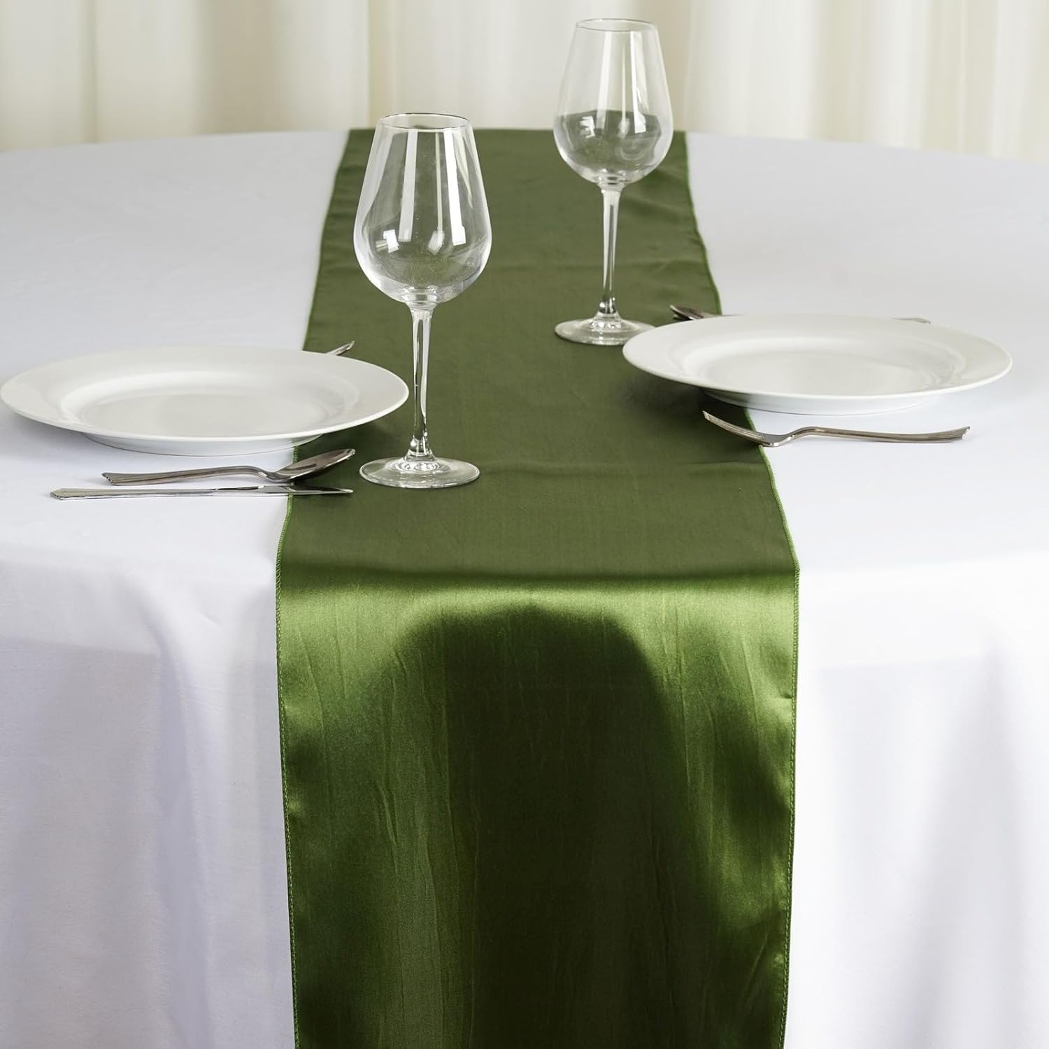 Efavormart 10 PCS 12"x108" Olive Green Satin Table Runner V1258-DP02-C-3141